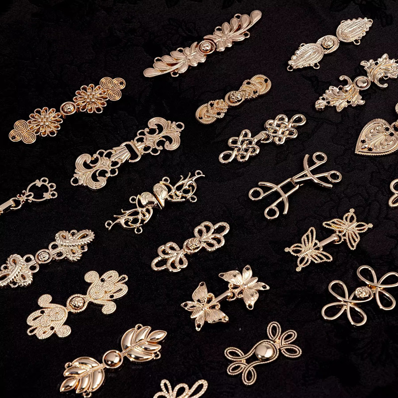 Flower Frog Pin - 5pcs 레트로 금속 단추 스웨터 카디건
