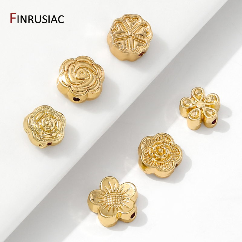 Flower Supplies - 14K 금도금 황동 꽃 스페이서 비즈,