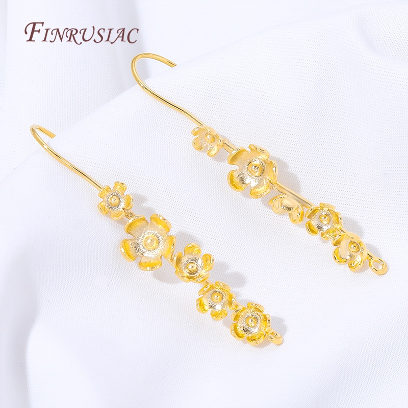 Flower Supplies - 18K 금도금 꽃 귀걸이 고리, 빈티지