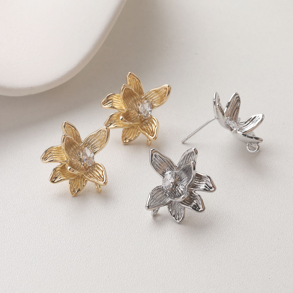 Flower Supplies - 4PCS 우아한 꽃 귀 스터드 귀걸이