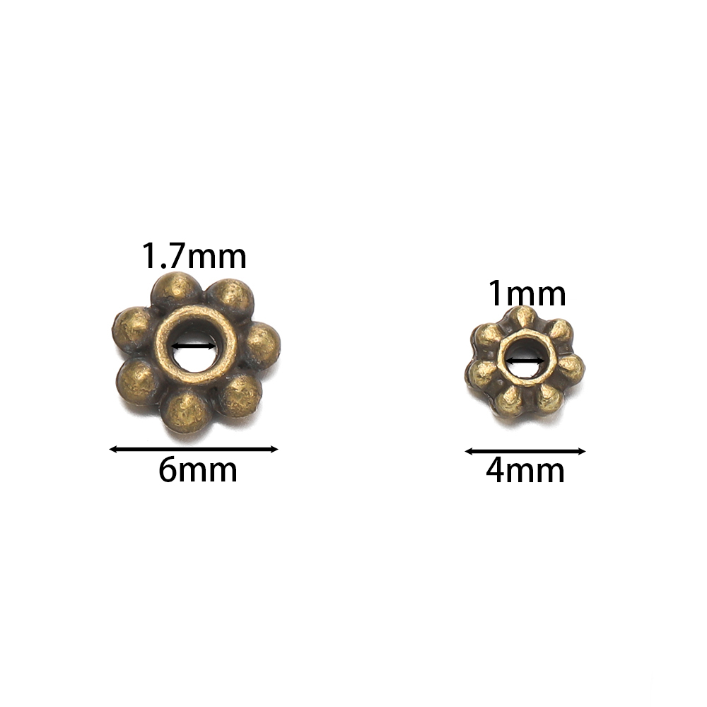 200Pcs 4/6mm 합금 눈송이 구슬 꽃 스페이서  - Flower Supplies 리뷰 및 가격