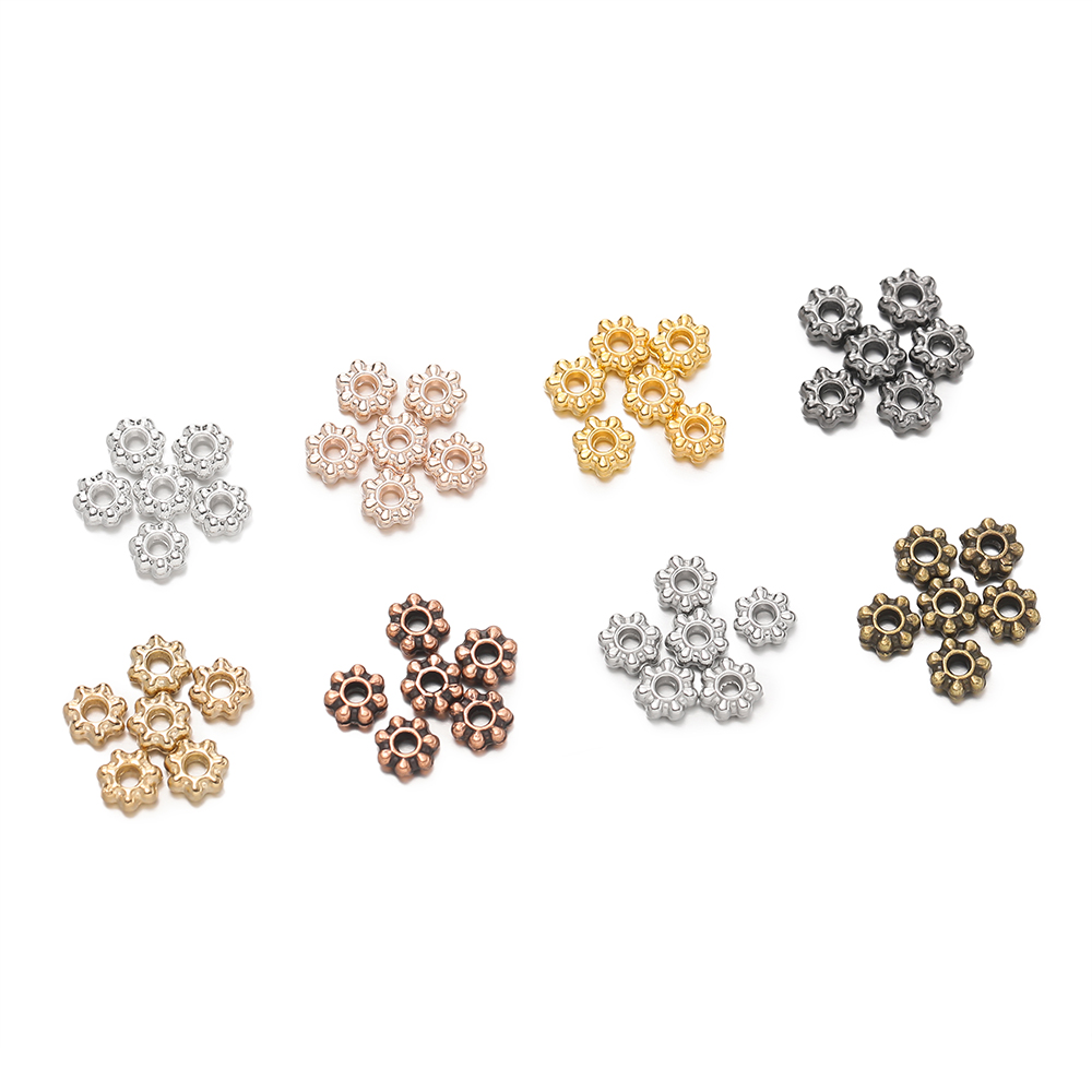 200Pcs 4/6mm 합금 눈송이 구슬 꽃 스페이서  - Flower Supplies 리뷰 및 가격