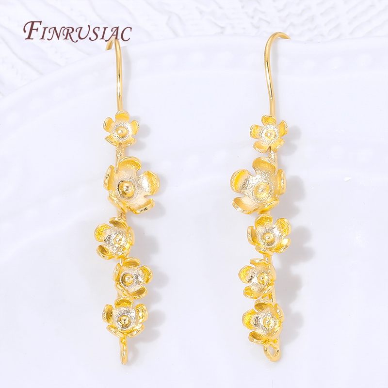 18K 금도금 꽃 귀걸이 고리, 빈티지 꽃무늬 드롭 귀 - Flower Supplies 리뷰 및 가격