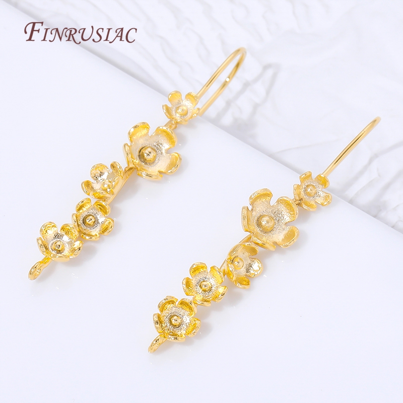 18K 금도금 꽃 귀걸이 고리, 빈티지 꽃무늬 드롭 귀 - Flower Supplies 리뷰 및 가격