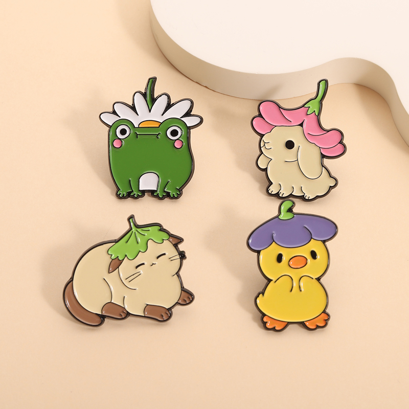 꽃잎 모양 모자 에나멜 핀 고양이 토끼 개구리 오리 브 - Flower Frog Pin 리뷰 및 가격